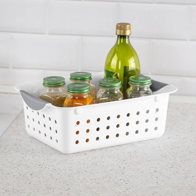 Sterilite 24-Pack Ultra Basket, Open Plastic Bins, Countertop, Cabinet and Closet Organizer, White, Small