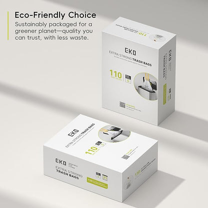 EKO 21 Gallon / 50-90 Liter, Extra-Strong Unscented Garbage Bags, Easy-Dispense