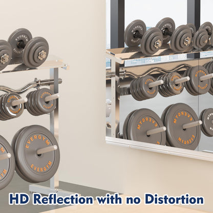 Snowdool Home Gym Mirror, 48''X24''(Each) -3PCS Full Body Mirror for Yoga, Garage, Dance Studio, Anti-Rust, Tempered Glass,Frameless Mirrors, Wall-Mounted Large Workout Mirrors