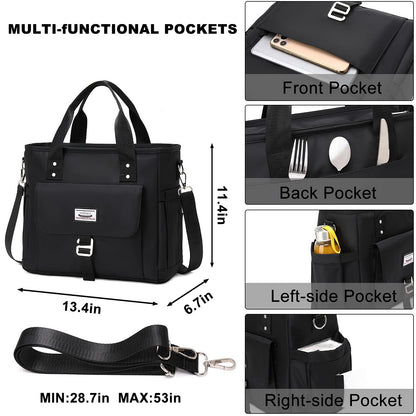 Weitars Insulated Lunch Bag for Men Women,Leak Proof Lunch Box for Work,Extra Large Lunch Tote Bag With Removable Shoulder Strap with Side Pockets,Reusable Lunch Cooler Purse For Picnic Hiking