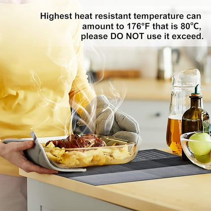 Aofmee Placemats, Placemats Set of 6, Heat Resistant Place Mats, Washable PVC Table Mats, Woven Vinyl Plastic Placemats for Dining Table, Non-Slip Stain Resistant Kitchen Table Placemats Easy to Clean