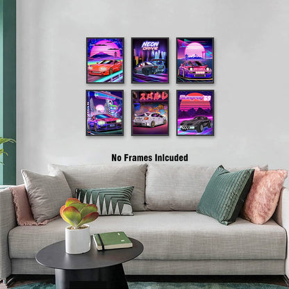 Modern Car Posters Classic Supercar Wall Art Prints, Cool Racing Ferrari Lamborghini McLaren Pagani Canvas Posters for Man Cave Boys Room Wall Decor, Sports Car Art Prints, Set of 4 (8"x10" Unframed)