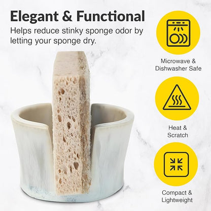 Elevated Lifestyle Ceramic Sponge Holder – Sink Caddy Organizer, Decorative