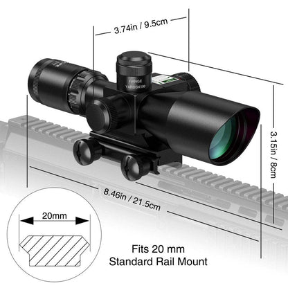 CVLIFE 2.5-10x40 Dual Illuminated Mil-dot Scope with Green Laser, Free 20mm Mount