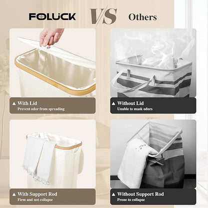 Slim Laundry Hamper, 60L Waterproof Narrow Laundry Basket