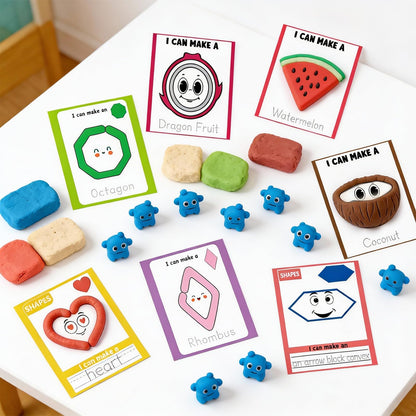 Ireer 36 Pcs Playclay Dough Mats for Kids Activity Card for Clay Back to School Preschool Number Alphabet Animal Shape Learning Activity Games for Classroom Home Educational Supplies