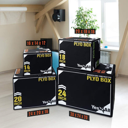 Yes4All 3-in-1 Soft-Padded Plyo Box With Wooden Core, Non-Slip Multi-Use Cushioned Plyometric Jump Box with Vinyl Cover for Jumping, Conditioning, Strength Training, 30" x 24" x 20"