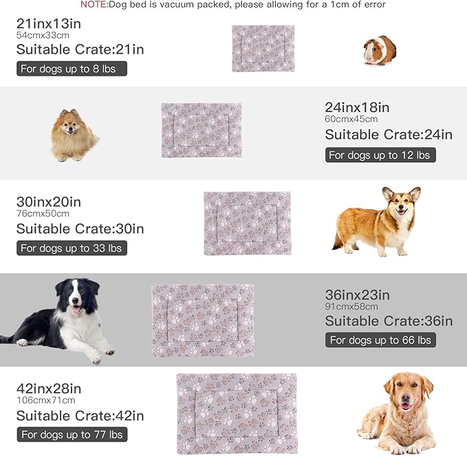 BVAGSS Reversible Dog Crate Pad, Memory Foam Pet Bed Mat, Soft Warm Machine Washable Sleeping Kennel Mattress for Small Medium Large Dogs XH079 (42''x28''x1.6'',Grey Paw)