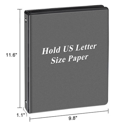 CIXILDTS 0.5-inch Round Ring Binder, Durable 1/2" 3 Ring Binder Fit Letter Size Paper, Presentation View Binders, Black,12-Pack