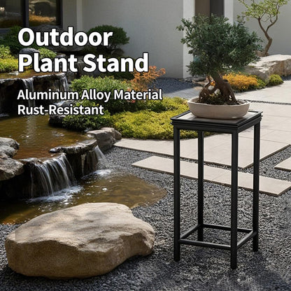DHYGOTFUR Tall Plant Stand Indoor, Modern Black Aluminum Alloy Plant Shelf, Corner Flower Pot Holder Organizer for Living Room, Balcony, Patio, Garden (L11.8 x W11.8 x H31.5 inch)