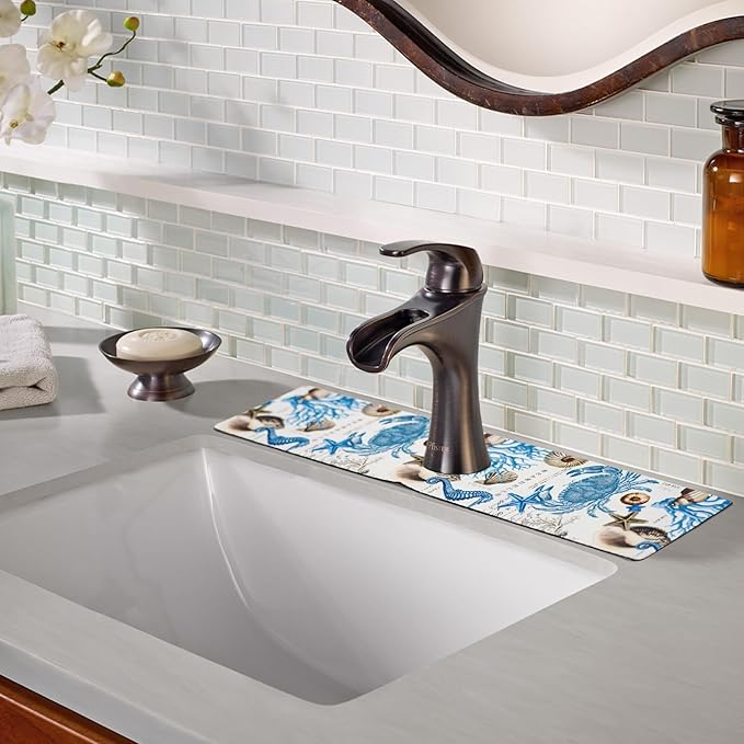 Sink Faucet Absorbing Mat, 2 Pack Drying Mat Around Faucet Sink Splash Guard