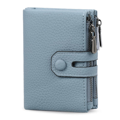 BVEOGMRO Small Wallet for Women Double Zipper Pockets Vegan Leather Wallets Bifold Ladies Card Holder