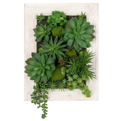 Hollyone White Artificial Succulents Hanging Plants Large Rectangle Wall Shelves with Wooden Planter Fake Hanging Plants for Indoor Outdoor Bedroom Bathroom Boho Wall Decor