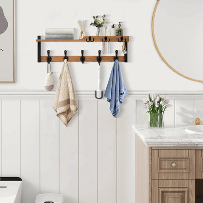 dreampossible 4 in 1 Coat Rack Wall Mount with Shelf, Coat Hooks 25.2" Entryway Coat Hanger with Key Hooks and Mail Holder, Wall Hooks with Shelf, Hat Rack for Wall Key Holder Mail Organizer
