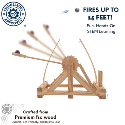 PATHFINDERS STEM Kits – Leonardo da Vinci Catapult kit | Trebuchet Science Kits for Kids Age 12-14 | Toys for Ages 8-13 Physics Toys | Kids Engineering kit | Learning Resource | Engineering