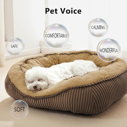 Dog Beds for Small Medium Large Dogs & Cats. Washable Pet Bed, Orthopedic Dog Sofa Bed, Soft Calming Sleeping Warming Puppy Bed (Brown, Large-(30’’x 24’’x 9’’))