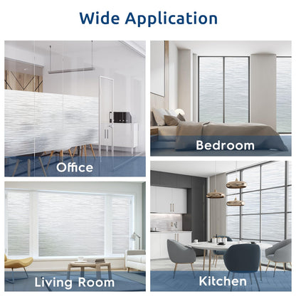 rabbitgoo Window Privacy Film Frosted Glass Film Removable Vinyl Door Coverings UV Blocking Decorative Static Cling Non-Adhesive Window Clings Sticker for Home Decor, 23.6 x 118.1 Inches