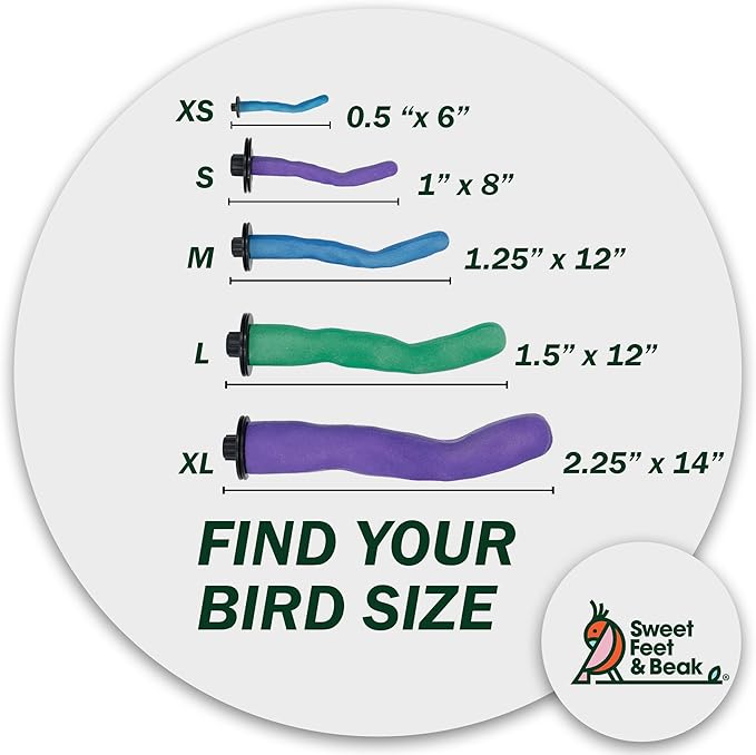 Sweet Feet & Beak Safety Pumice Bird Perch, Medium 1-1/4" X 12", Lightweight Grinding Bird Perches for Cage - Bird Nail Trimming Perch for Healthy Beak & Feet - Multi-Size & Color Parrot Stand- Purple