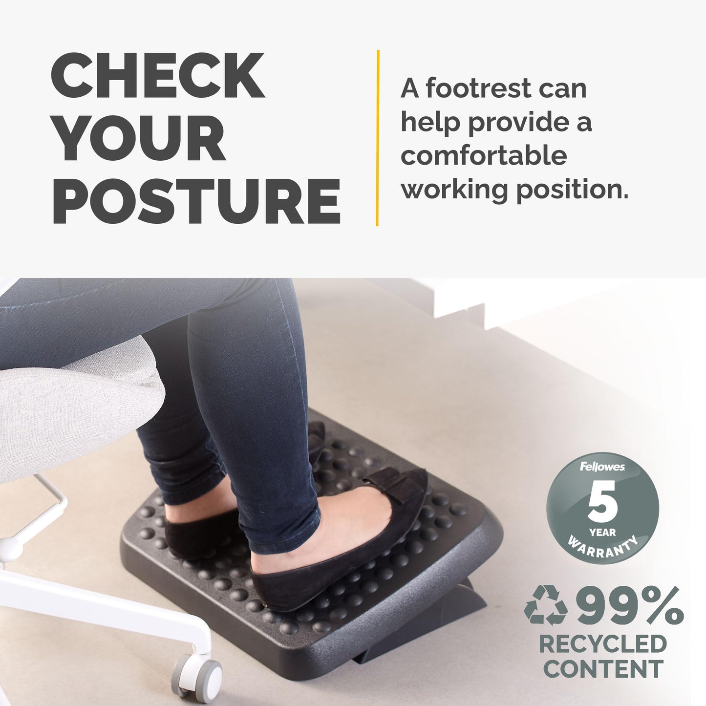 Fellowes 48121 Standard Foot Rest, Graphite