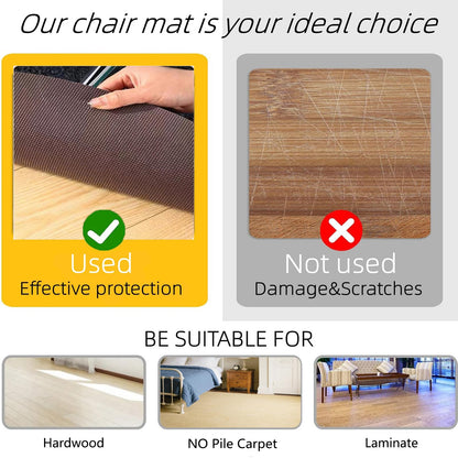 Office Chair Mat for Low Flat Pile Carpet/Hardwood Floor, Round 39"x39" Non-Slip & Noise Reducing Carpet Floor Protector Mat (Coffee Brown)