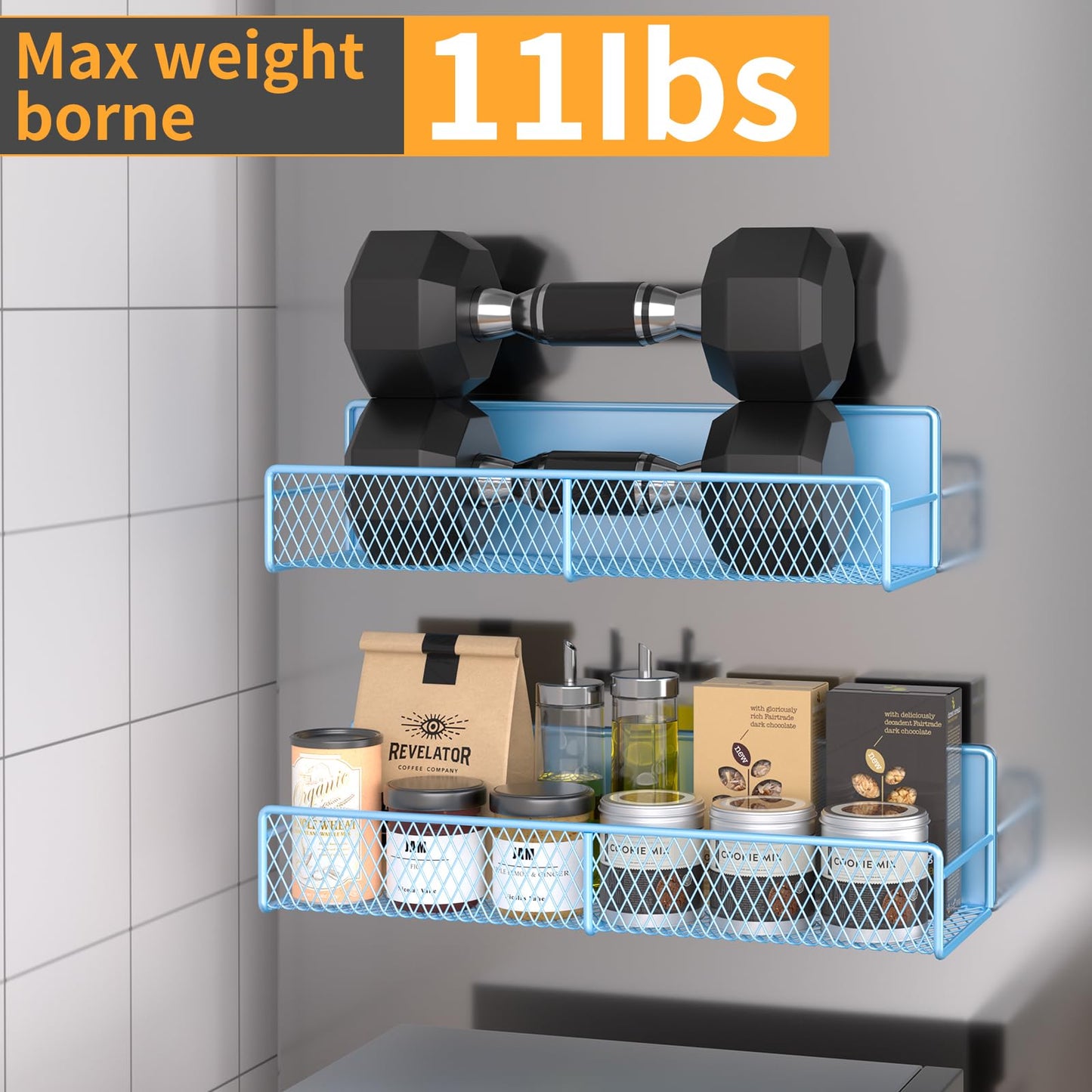Magnetic Spice Rack for Refrigerator, 6 Pack 100% Metal Strong Magnet Shelf, Space Saving Spice Organizer, Home Kitchen Laundry Room Storage Organization W/ Paper Towel Holder, Utensils Racks (Grey)