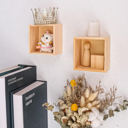 Geytetqi 21 Pack Wooden Box, 4 x 4 Inch Unfinished Small Square Wood Organizer Storage Boxes, Rustic Wooden Box, small wooden crates, Ideal for Crafts and Decoration Succulents