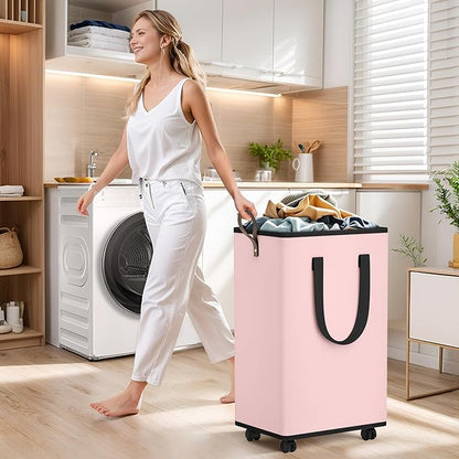 Laundry Basket with Wheels, Collapsible Laundry Baskets, Laundry Hamper with