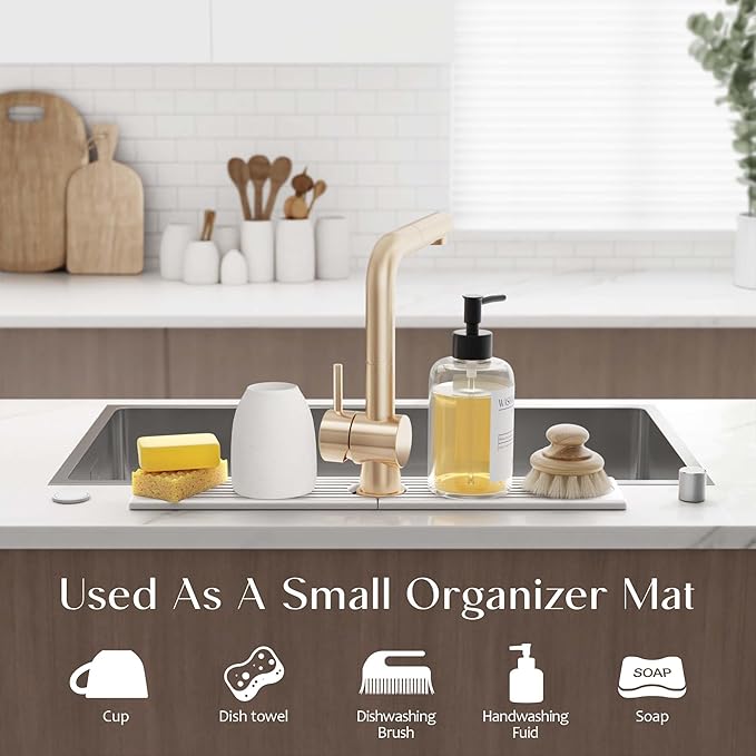 Faucet Mat for Kitchen Sink – Diatomite Stone Drying Mat & Sink Protector
