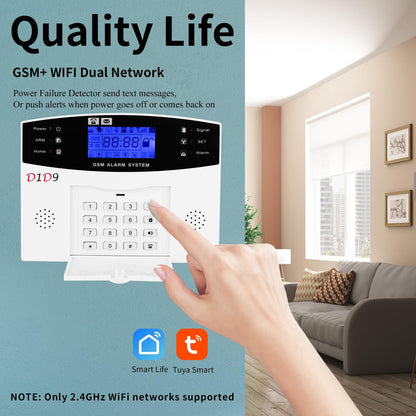 D1D9 24pcs Wireless DIY Home Burglar Alarm System, 4G WiFi GSM, No Monthly Fee,Home Security with App Alert