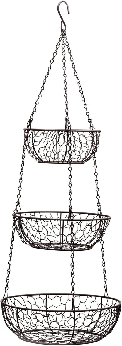 RSVP International Hanging Storage Collection 3-Tier Baskets, Bronze Chicken