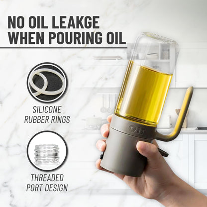 Oil Sprayer Kitchen Gadget for Cooking High Borosilicate Glass Oil Sprayer Mister, 250ml Olive Oil Spray Bottle for AirFryer, Salad, BBQ, Kitchen Baking, Roasting, Dark Gray