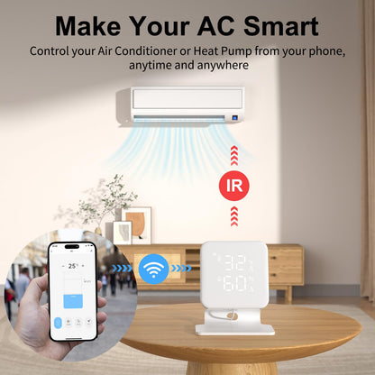 WOOX Smart Air Conditioner & Heater Pump Controller, WiFi IR Remote Control for Mini Split AC, Portable & Window AC, Temperature and Humidity Automation Controllers, Compatible with Alexa/Google