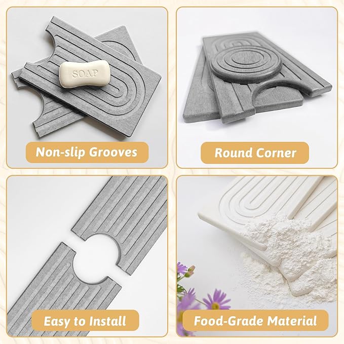 Diatomite Sink Protector for Kitchen, Super Absorbent Soap Drying Ttray Sponge