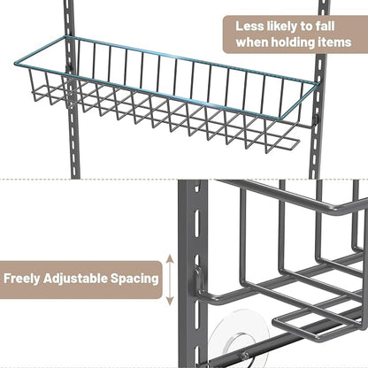ElegantArray 10-Tier Pantry Door Oragnizer, Over The Door Pantry Organizer Rack and Storage, Hanging Spice Rack Shelves Door, Home Office Laundry Room Bathroom & Kitchen Organization, Deep Gray