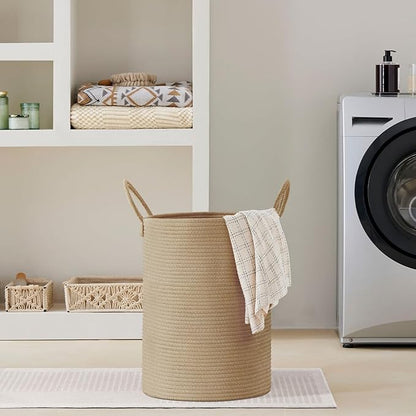 VIPOSCO Large Laundry Hamper, Tall Woven Rope Storage Basket
