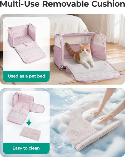 BAGSMART Cat Carrier: Soft-Sided Pet Carrier for Small Medium Cats Dogs Puppy Quilted Collapsible Puffy Travel Bag Up to 20 Lbs Black