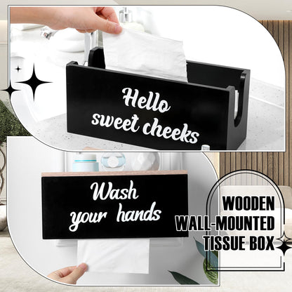 Patelai 2 Pcs Paper Towel Dispenser Wall Mount Wooden Bathroom Paper Towel Holder with Lid Commercial C-Fold, Z-Fold, Trifold Hand Tissue Holder Dispenser for Bathroom Kitchen Office Decor