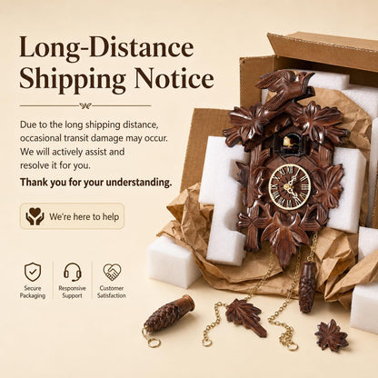 Cuckoopro Cuckoo Clock, Black Forest Style Wooden Pendulum Quartz Wall Clock, Volume Control, Night Silent, Gift Package, Professional Service