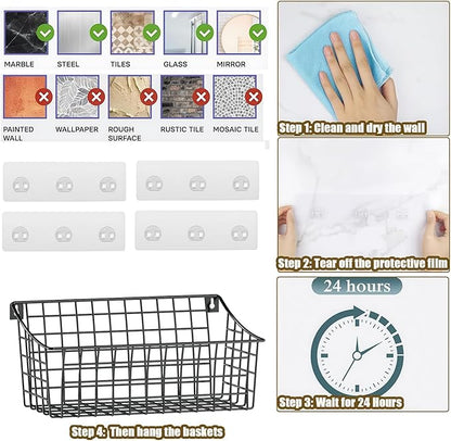 2 Pack Wall Hanging Baskets for Organizing, Large Metal Wire Basket