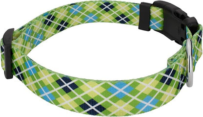 Country Brook Petz - Margarita Argyle Everyday Collar and Leash - Plaid and Argyle Collection Featuring Charming Designs (1 Inch, Medium)
