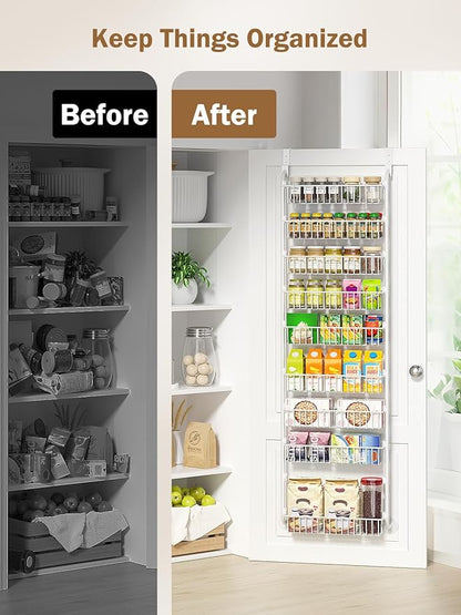 Delamu Over The Door Pantry Organizer, 9-Tier Pantry Door Organizers and Storage