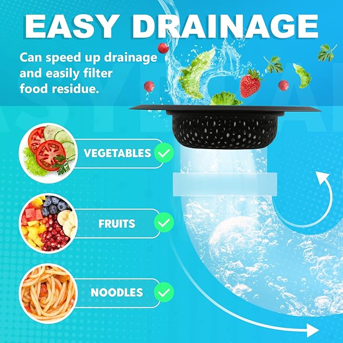 Sink Drain Strainer, Suitable for Most Sink Drains, Anti Clogging