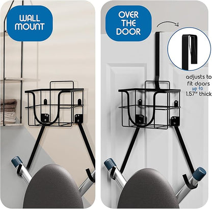 Ironing Board Holder Wall Mount & Over The Door Hanger, Laundry Room Ironing