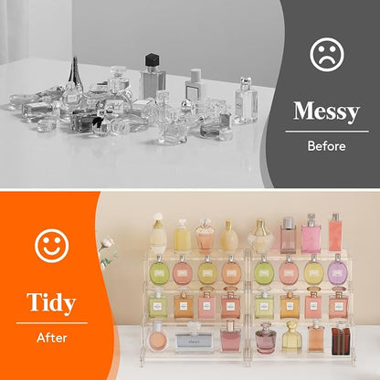 Lifewit Perfume Organizer, Bedroom Decor, Cologne Cupcake Stand, Tool-Free Assembly, Makeup Display Shelf for Vanity Bathroom Counter Storage, Clear, 30 cm/12", 2 Pcs