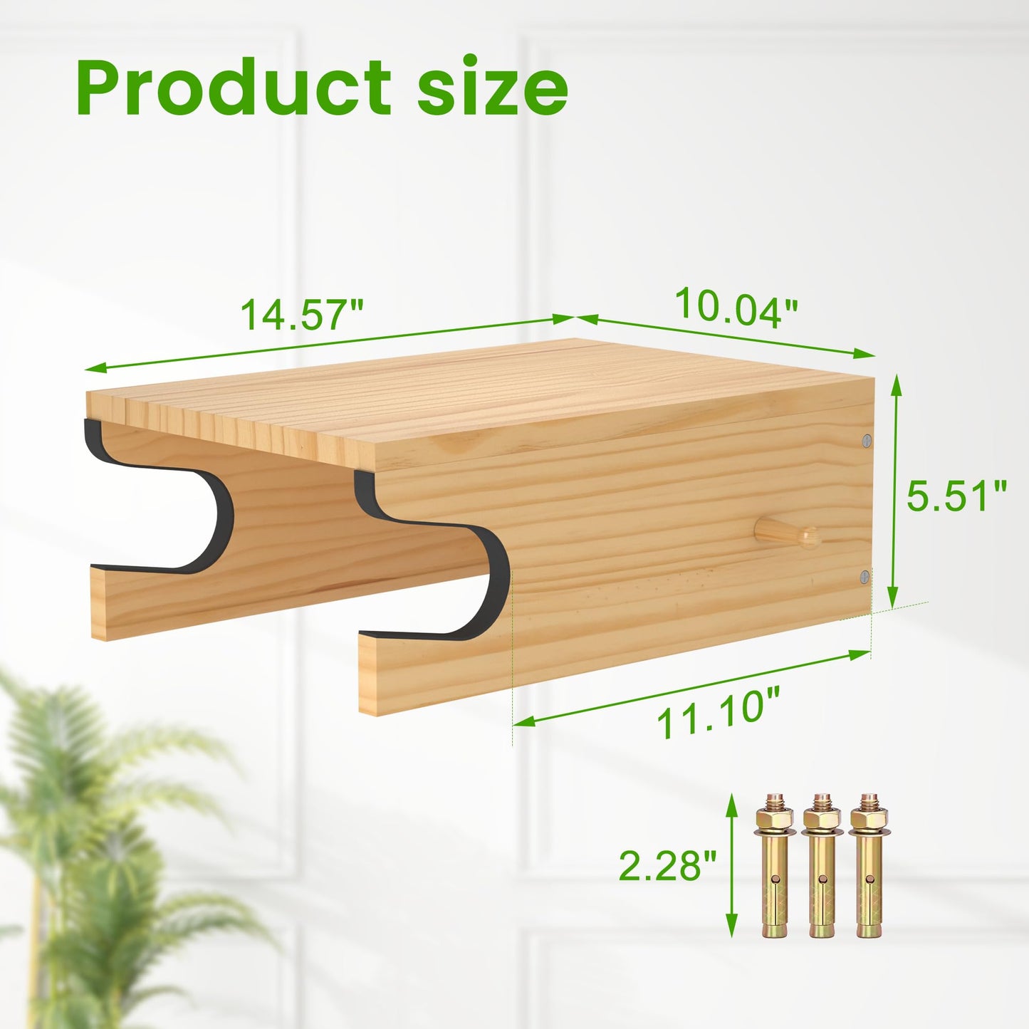 MTGSTOCL Wooden Bike Wall Mount with Shelf & 4 Hooks, Horizontal Bicycle Rack for Garage & Home, Scratch-Free Storage Holder for Road/Mountain Bikes, Space Saving & Easy Install
