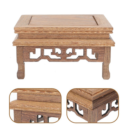 Beavorty Wooden Flower Pot Base 5.51In Rustic Plant Stand Holder for Indoor Outdoor Garden Display Pedestal