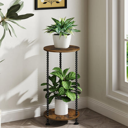 YINMIT Plant Stand Indoor, 2 Tier Small Plant Stand, Corner Flower Pot Stand, Plant Tables Indoor, Planter Pot Holder for Balcony Garden Patio Living Room