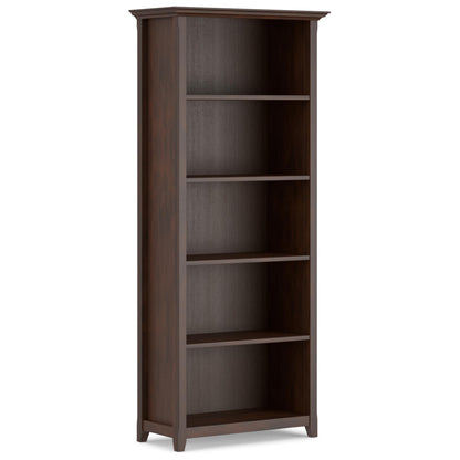 SIMPLIHOME Amherst Desk and Bookcase Bundle - 54 inch Wide Solid Wood Desk with Drawers and 30 inch Wide 5-Shelf Bookcase in Russet Brown, Transitional Home Office Furniture (Set of 2)
