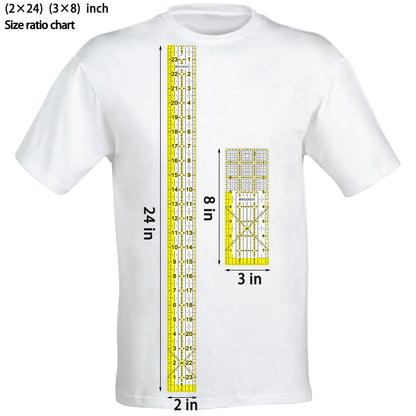 Acrylic Ruler 7 Piece Set, Non Slip Rings 50 Pieces, Quilting Rulers, Size (6"x24"), (2"x24"), (3"x18"), (3"x8"), (1.5"x12"), (1"x12"), (1"x6") (Yellow-7 Piece Set)