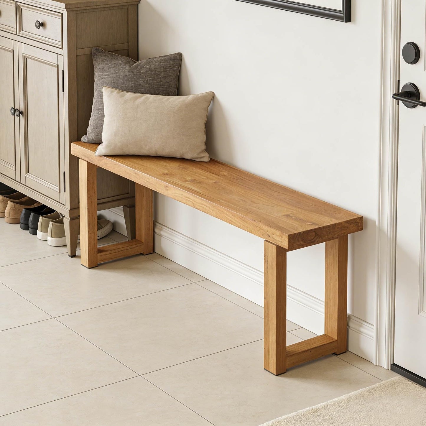 Narrow Farmhouse Bench Skinny Wooden Entryway Long Bench 32" 39" 47" 55" 63" 71" 79" Rustic Indoor Benches for Hallway Kitchen Dining Bedroom End of Bed Easy Assembly Natural Finish(32x10xH18")